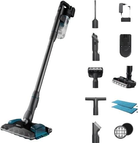 Philips Aqua Plus Cordless 8000 Series XC8057 01 Steelstofzuiger Draadloos met Dweilfunctie Donkerblauw + 4 Extra Mondstukken & Filter
