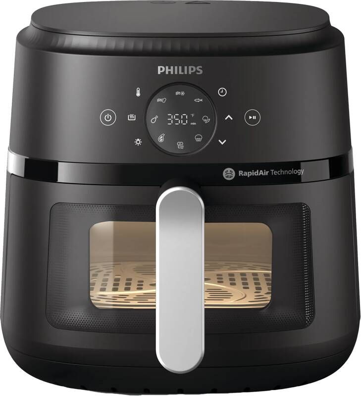 Philips 2000 series NA221 00 friteuse Enkel Vrijstaand 1500 W Heteluchtfriteuse Zwart Zilver