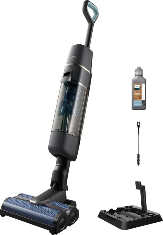Philips AquaTrio Cordless 7000 Series XW7110 01 Steelstofzuiger Draadloos met Dweilfunctie Grijs + Vloerreiniger