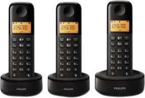 Philips D1603B 01- Draadloze DECT-Telefoon met 3 Handsets Huistelefoon met Groot Display (4 1 cm) en Nummerherkenning