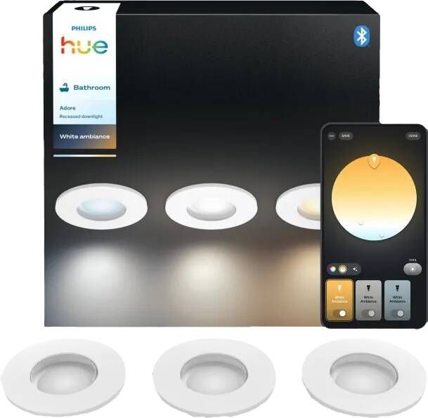 Philips Hue Adore badkamerinbouwspot White Ambiance Wit 3-pack