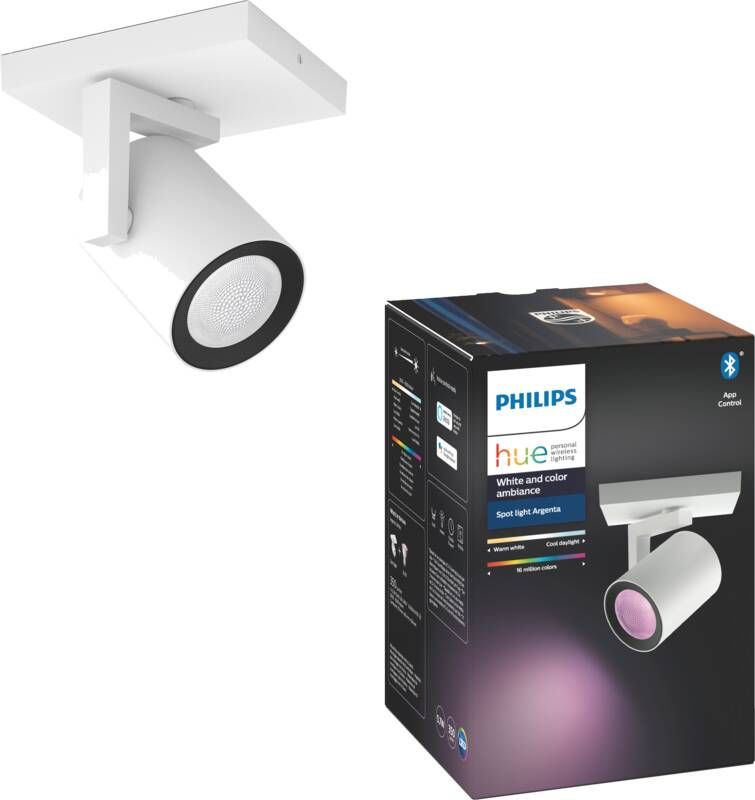 Philips Hue Argenta White and Color Ambiance opbouwspot 1 lichtpunt wit Bluetooth