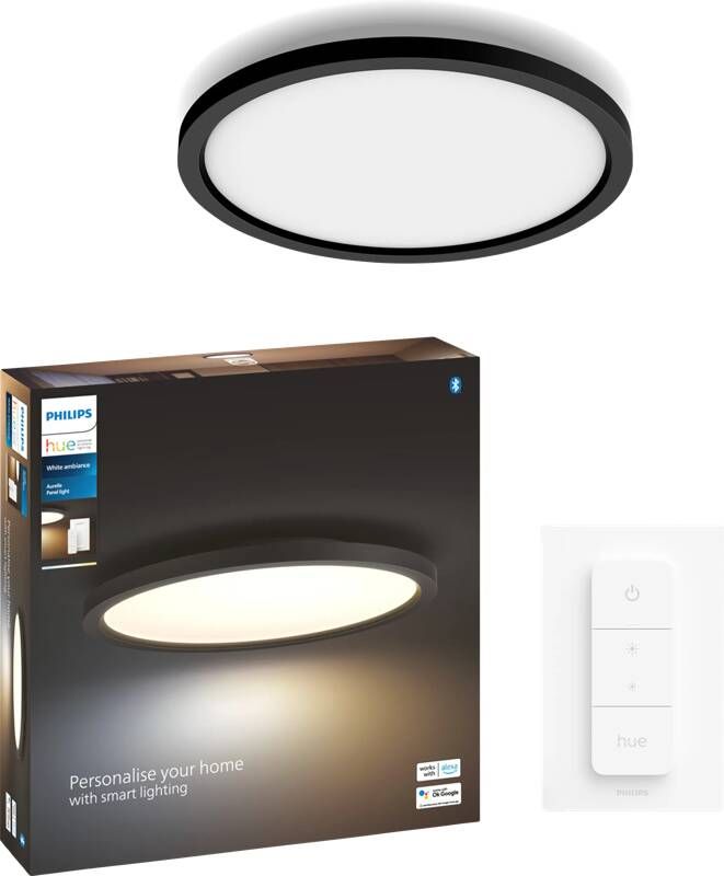Philips Hue Aurelle paneellamp warm- tot koelwit licht zwart rond