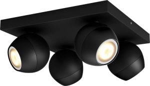 Philips Hue Buckram opbouwspot warm tot koelwit licht 4-spots zwart 1 dimmer switch