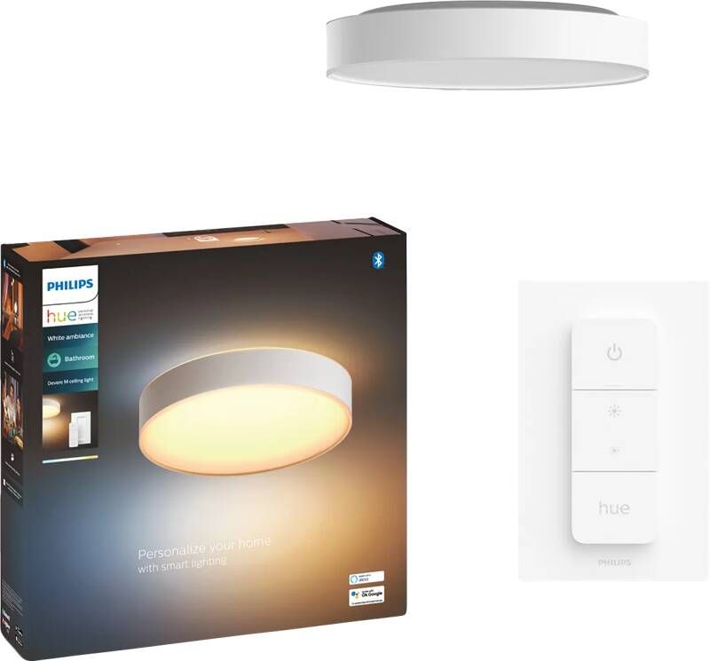 Philips Hue Devere plafondlamp warm tot koelwit licht wit 38cm 1 dimmer switch