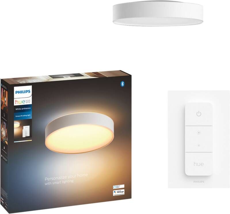 Philips Hue Enrave plafondlamp warm tot koelwit licht wit 42cm 1 dimmer switch