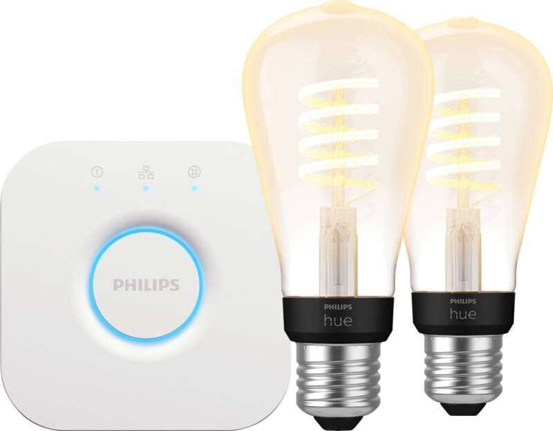 Philips Hue Filament White Ambiance Edison 2-Pack + Bridge