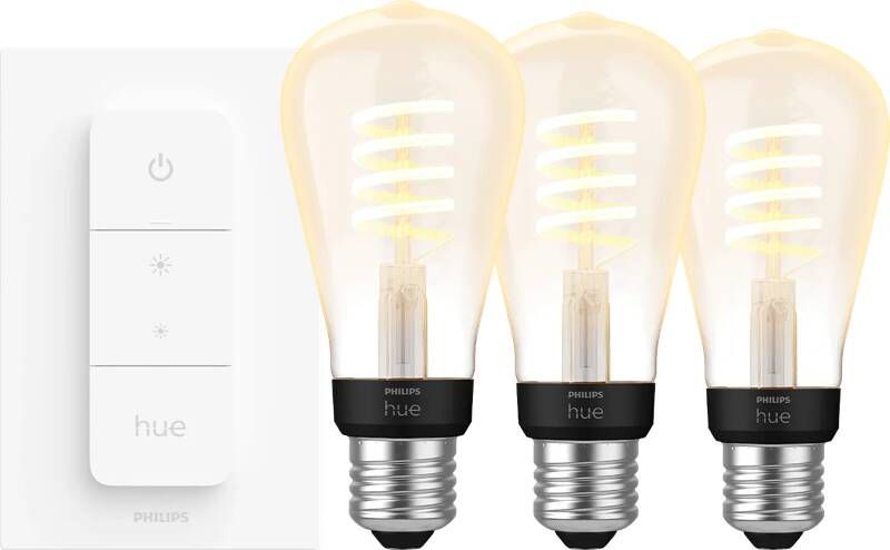 Philips Hue Filament White Ambiance Edison 3-pack + dimmer