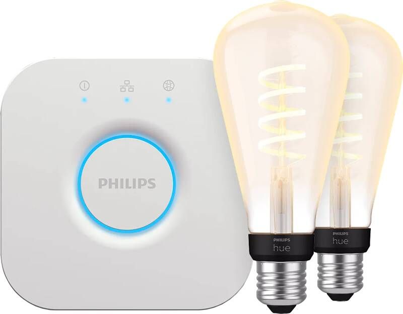 Philips Hue Filament White Ambiance Edison XL 2-Pack + Bridge