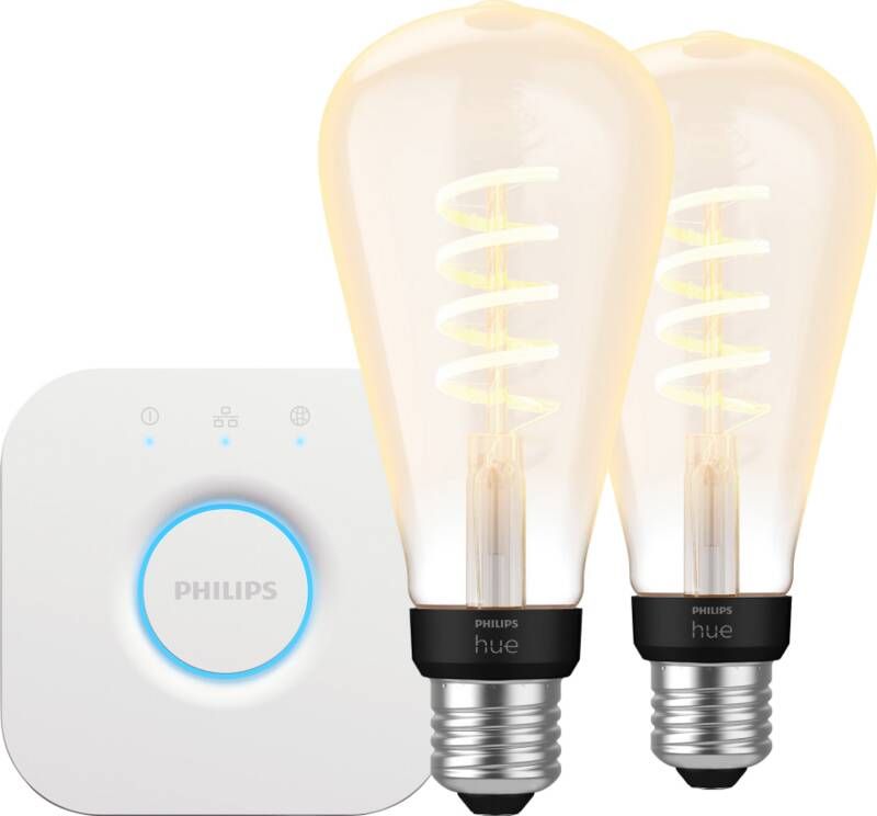 Philips Hue Filament White Ambiance Edison XL 2-Pack + Bridge