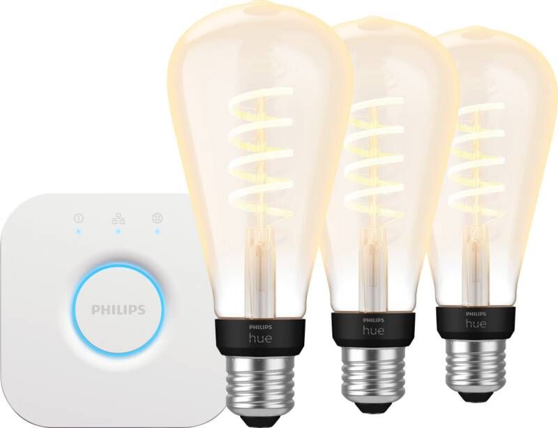 Philips Hue Filament White Ambiance Edison XL 3-Pack + Bridge