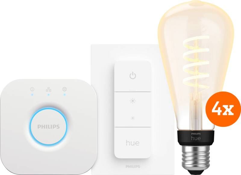 Philips Hue Filament White Ambiance Edison XL 4-Pack Startpakket