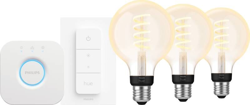 Philips Hue Filament White Ambiance Globe 3-Pack Startpakket