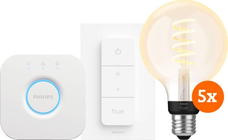 Philips Hue Filament White Ambiance Globe 5-Pack Startpakket