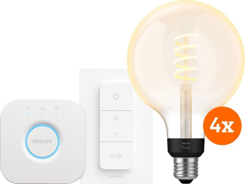 Philips Hue Filament White Ambiance Globe XL 4-Pack Startpakket