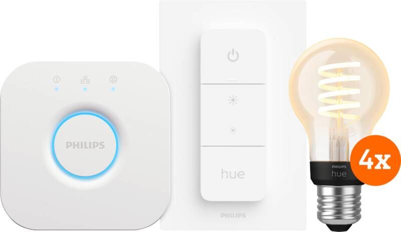 Philips Hue Filament White Ambiance Standaard 4-Pack Startpakket