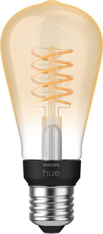 Philips Hue White filament 1-pack ST64 E27 Edison met zichtbare gloeidraad Zachtwit licht vintage lamp Directe bediening via Bluetooth Bediening met app of stem* Voeg Hue Bridge toe voor nog meer mogelijkheden