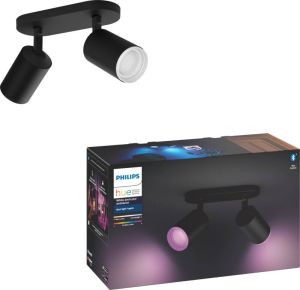 Philips Hue Fugato Opbouwspot White and Color Ambiance GU10 Zwart 2 x 5 7W Bluetooth