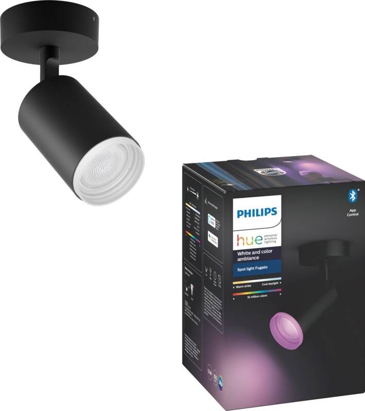 Philips Hue Fugato White and Color Ambiance opbouwspot 1 lichtpunt zwart Bluetooth