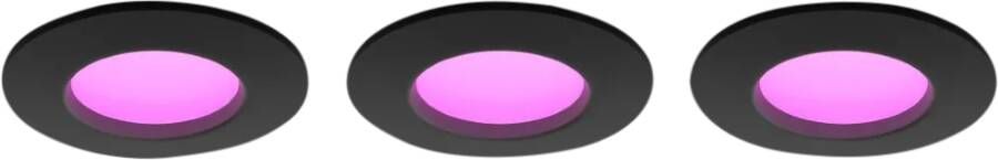 Philips Hue inbouwspot dun wit en gekleurd licht 3 lampen Ø90mm zwart
