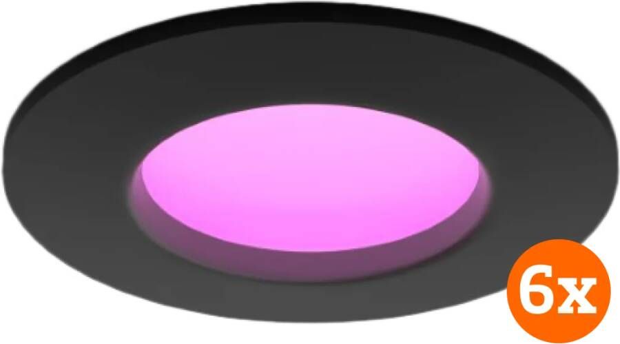 Philips Hue Inbouwspot Slim White and color 90mm zwart 6-pack