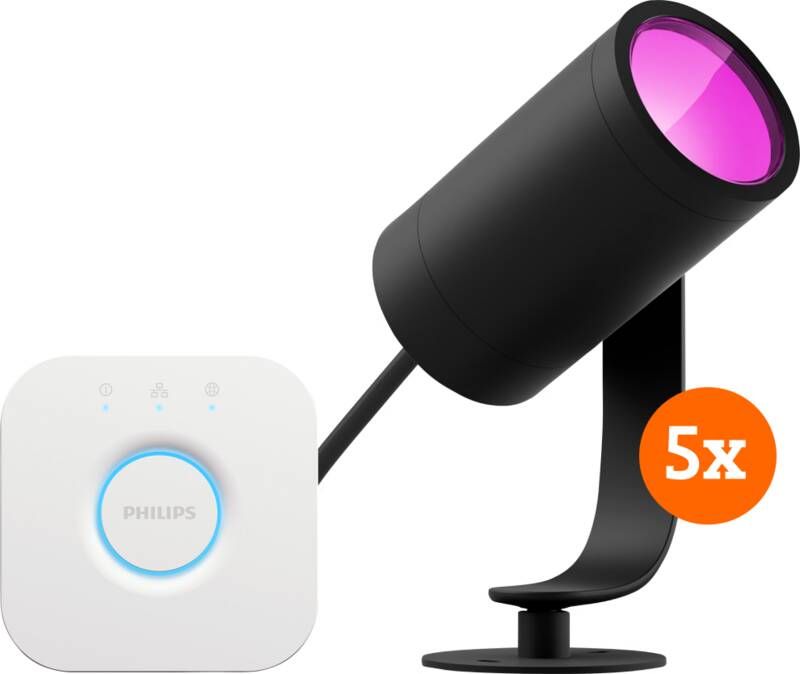 Philips Hue Lily Starter Pack White and Color prikspot 5-Pack + Bridge