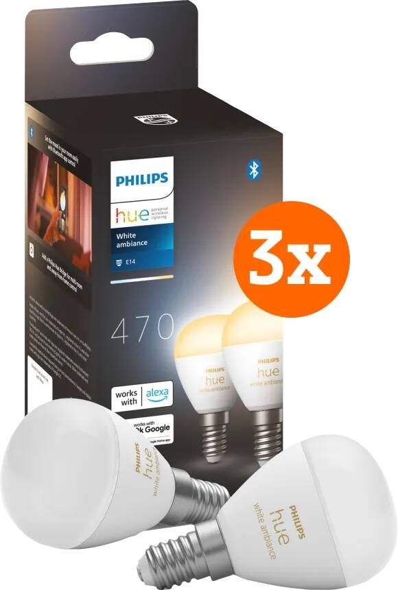 Philips Hue Luster kogellamp White Ambiance E14 6-pack