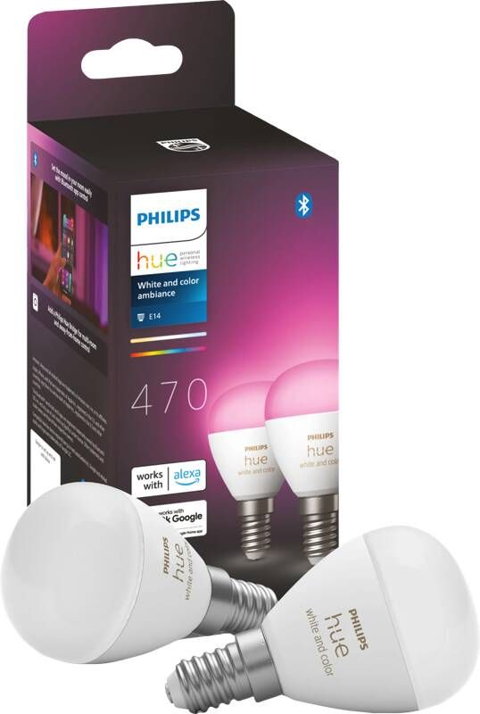 Philips Hue Luster kogellamp White and Color E14 2-pack
