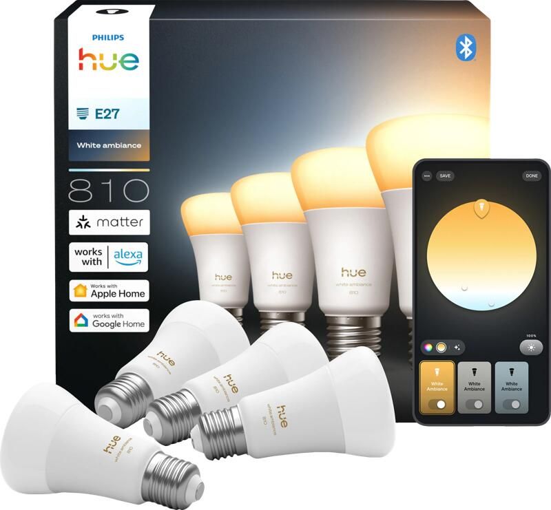 Philips Hue A60 White Ambiance E27 810lm 4-pack