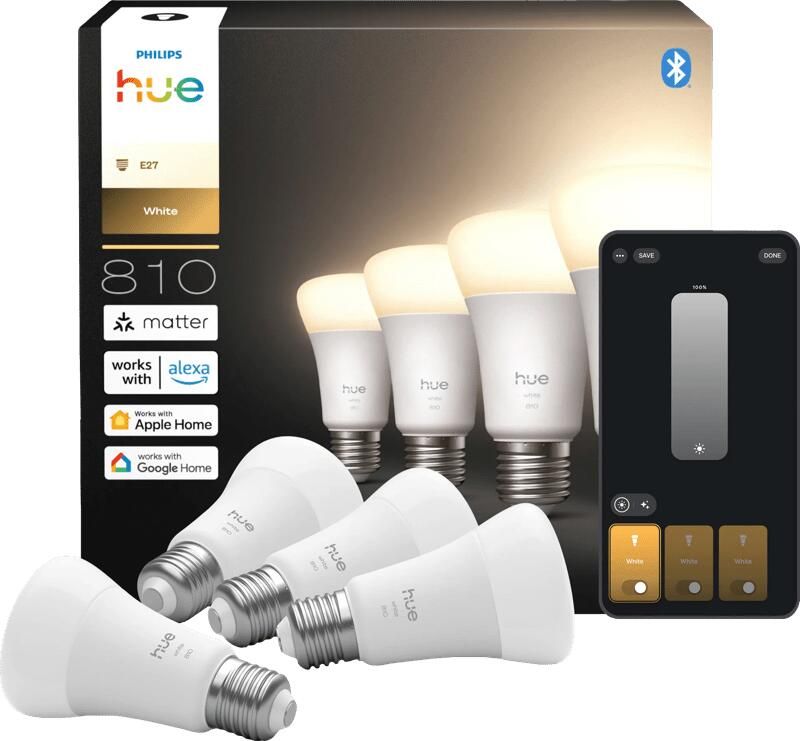 Philips Hue A60 White E27 810lm 4-pack