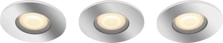 Philips Hue Adore badkamerinbouwspot White Ambiance rond Chroom 3-pack + dimmer