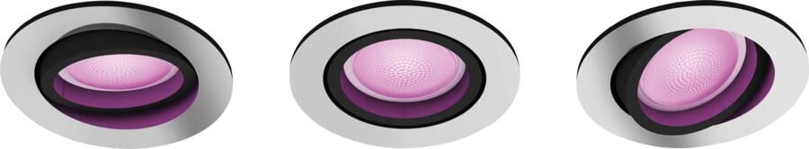 Philips Hue Centura inbouwspot wit en gekleurd licht- 3-pack aluminium rond GU10
