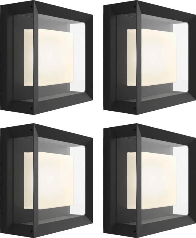 Philips Hue Econic muurlamp White and Color Zwart modern 4-pack