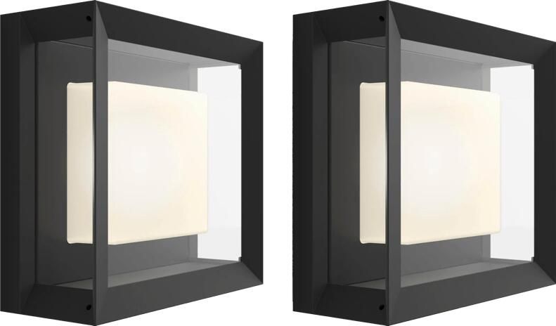 Philips Hue Econic muurlamp White and Color Zwart modern duo pack