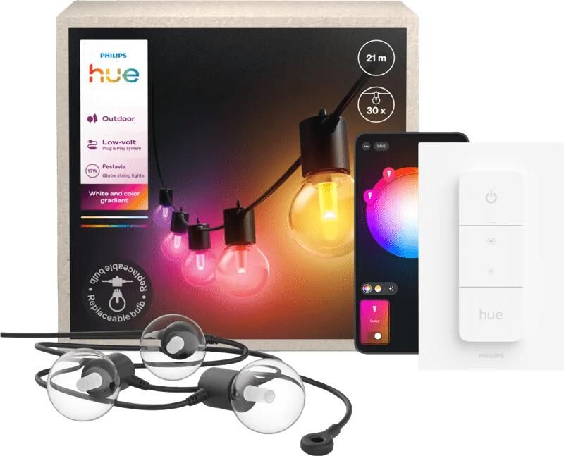 Philips Hue Festavia Outdoor Lichtslinger 21 meter 30 lampen + Dimmer