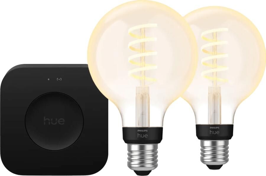 Philips Hue Filament White Ambiance Globe Duo pack + Bridge Pro