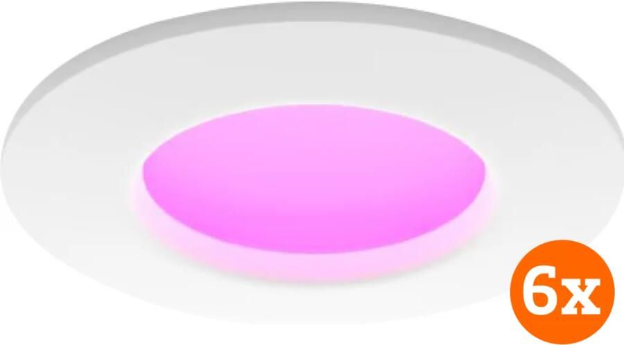 Philips Hue Inbouwspot Slim 6-pack White and Color 90mm Wit