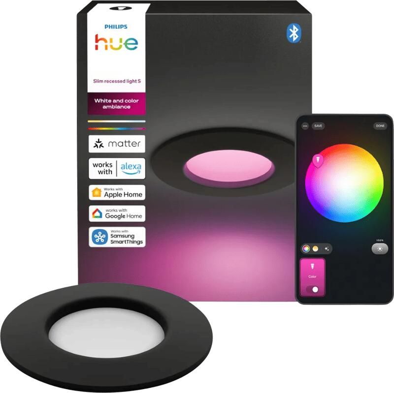 Philips Hue Inbouwspot Slim White and Color 90mm Zwart