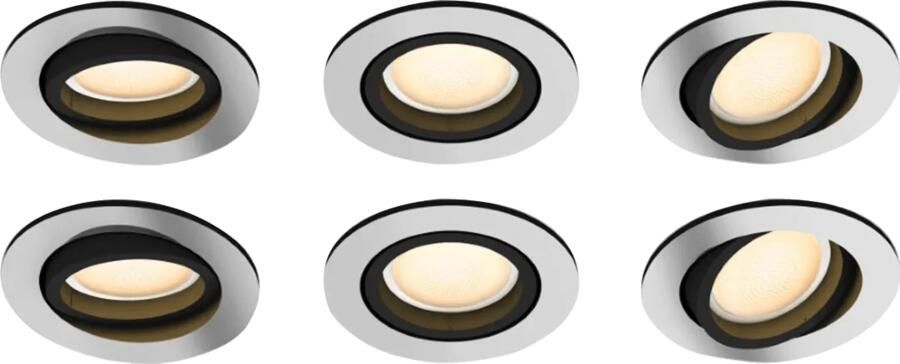Philips Hue Milliskin inbouwspot White Ambiance rond Aluminium 6-pack
