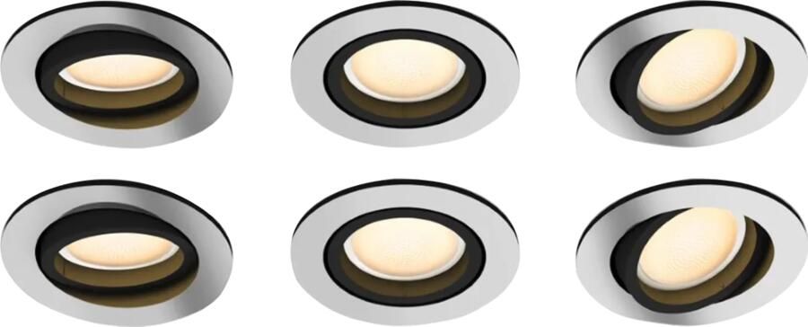 Philips Hue Milliskin inbouwspot White Ambiance rond Aluminium 6-pack
