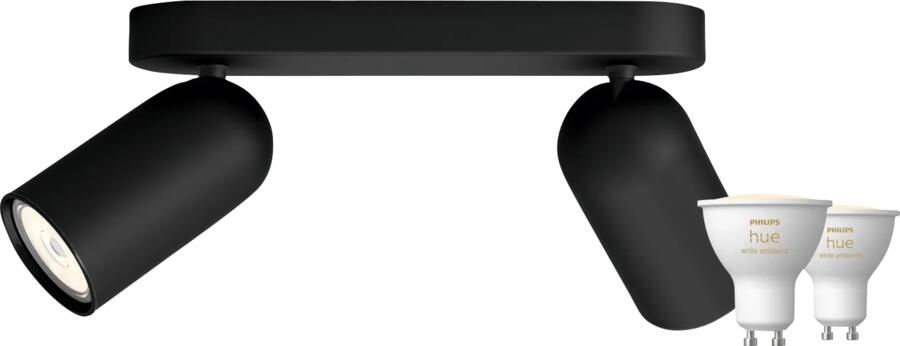 Philips Hue Philips Pongee opbouwspot 2 spots zwart + White Ambiance GU10 (2x)