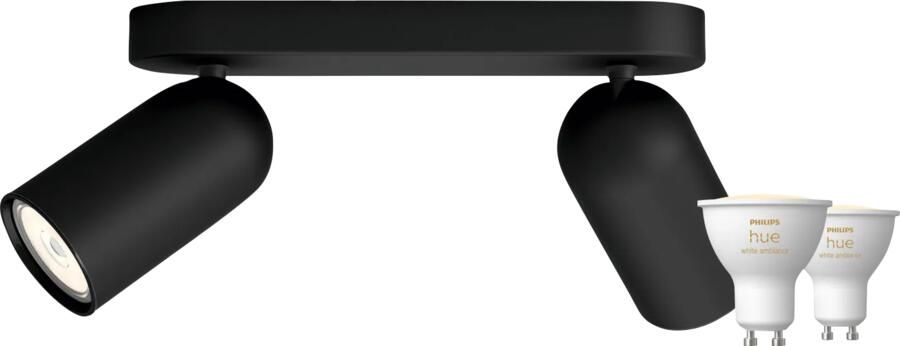 Philips Hue Philips Pongee opbouwspot 2 spots zwart + White Ambiance GU10 (2x)