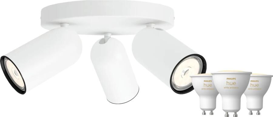 Philips Hue Philips Pongee opbouwspot 3 spots wit + White Ambiance GU10 (3x)