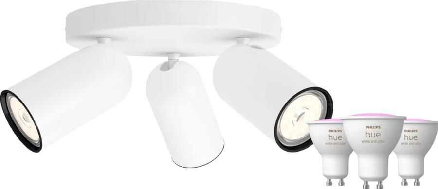 Philips Hue Philips Pongee opbouwspot 3 spots wit + White and Color GU10 (3x)