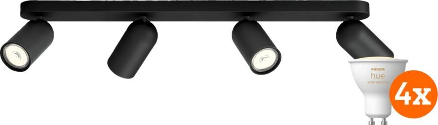 Philips Hue Philips Pongee opbouwspot 4 spots zwart + White Ambiance GU10 (4x)