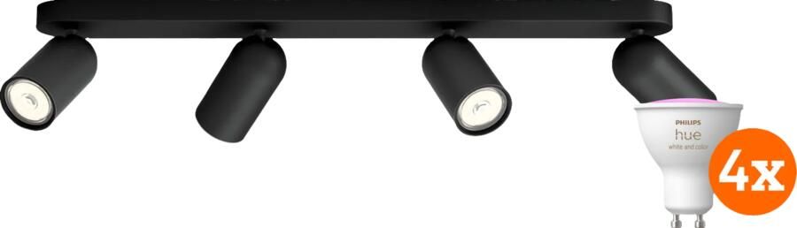 Philips Hue Philips Pongee opbouwspot 4 spots zwart + White and Color GU10 (4x)