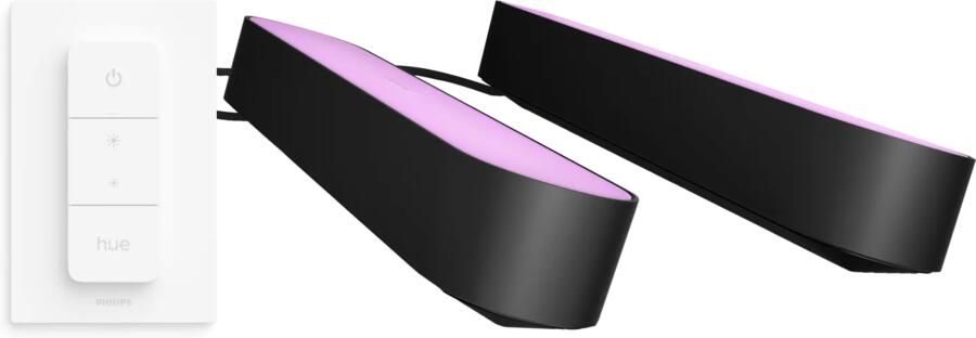 Philips Hue Play Lichtbalk White and Color Zwart 2-pack + draadloze Dimmer
