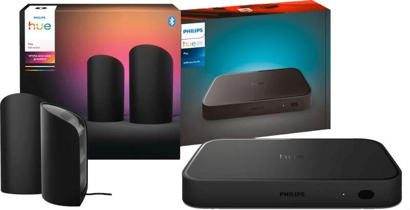 Philips Hue Play Wall Washer Zwart -Duo Pack + HDMI Sync Box 8K