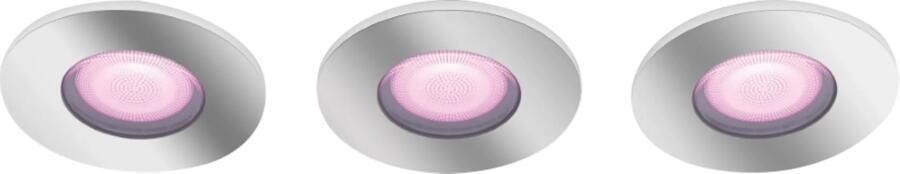 Philips Hue Xamento badkamerinbouwspot wit en gekleurd wit 3-pack chroom rond