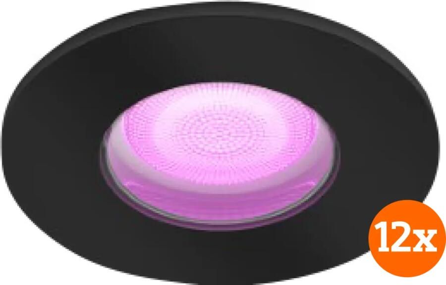 Philips Hue Xamento badkamer inbouwspot White and Color Zwart Rond 12-pack